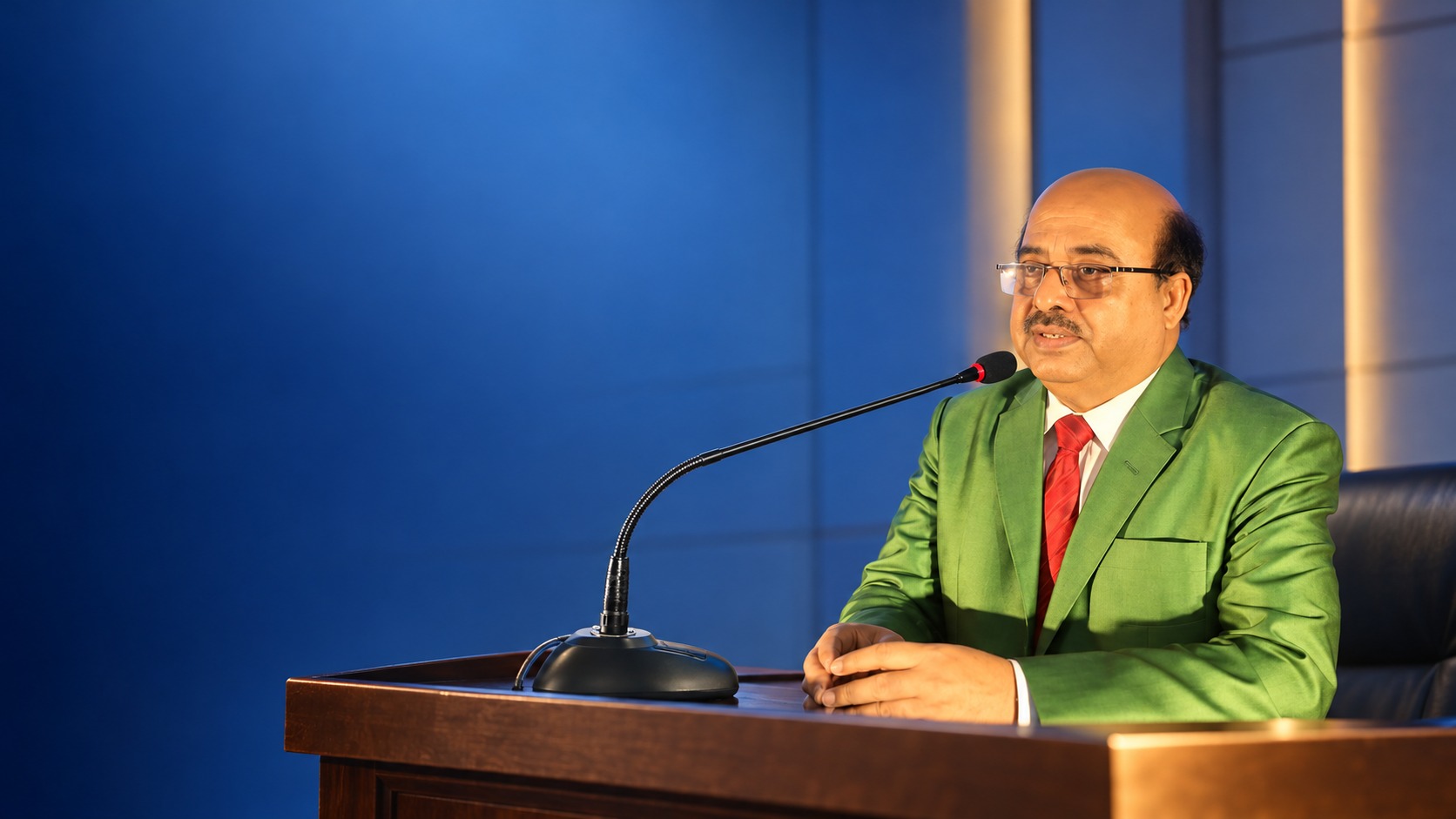অনুষ্ঠানে মাইক্রোফোনের সামনে প্রকৌশলী সৈয়দ মাহফুজ আহমদের ছবির ভিত্তিতে তৈরি ইলাস্ট্রেটিভ ছবি